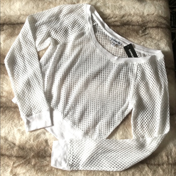 🆕 Express White Knit Mesh Top 💖 - Picture 1 of 7